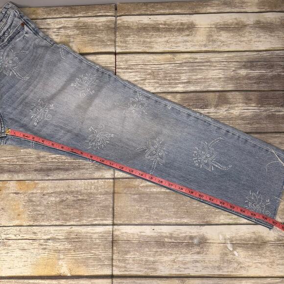 Lucky Brand Sienna Slim Boyfriend Hippie Floral Printed Raw Hem Jeans Women Sz 8 - Picture 6 of 8